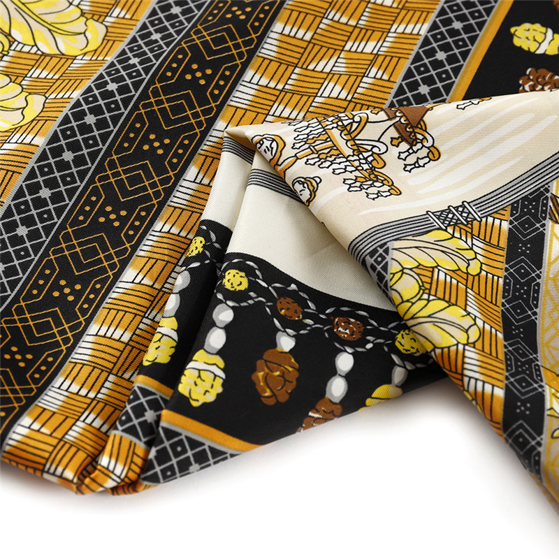Scarf Twill 100% Silk Scarf For Women Camel Castle Print Square Scarves Hijab Kerchief For Ladies Shawls