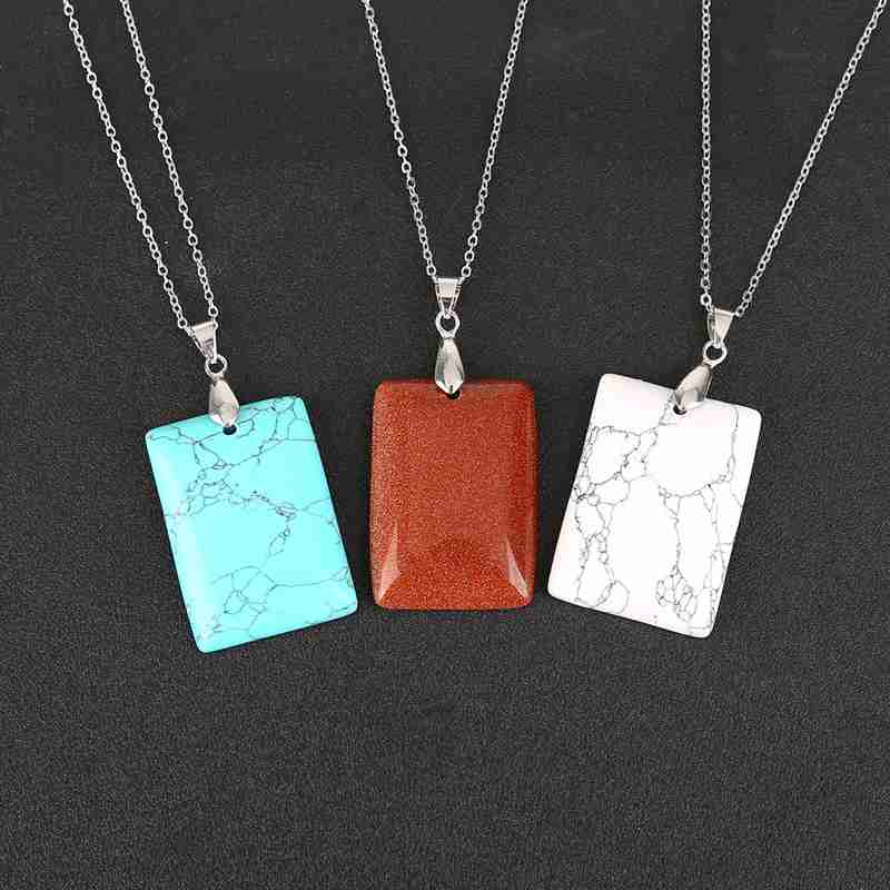 12 Pieces Rectangular Pendant Men and Women Mixed Necklace Stainless Steel Gift Box Packaging Jewelry Set