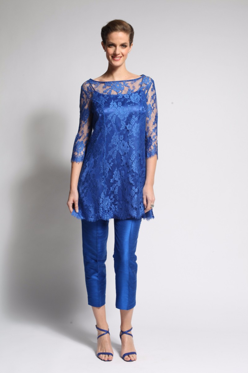 Royal Blue Mother Of The Bride Pant Suits Lace Long Sleeve Mother Gowns With Wrap Three Pieces Plus Size Wedding Guest Dress