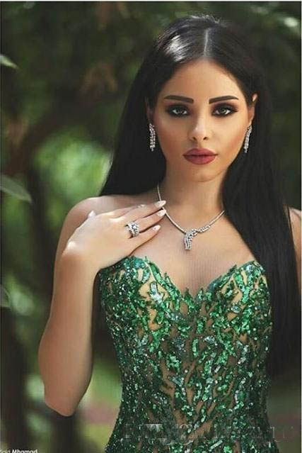Arabic Emerald Green Mermaid Evening Dresses Sheer Neck Sequins Lace Said Mhamad Long Prom Gowns Party Wear