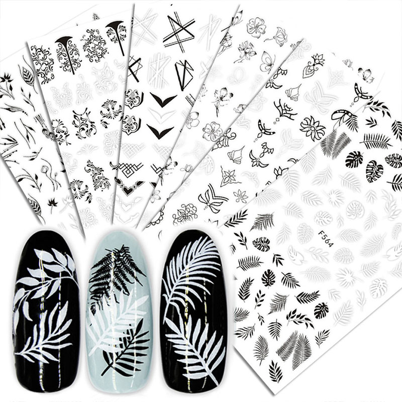 French Stickers for Nails Designs White Black Flower Leaf Linear Manicure Sliders 3D Nail Art Decorations sticker Decal
French Stickers for Nails Designs White Black Flower Leaf Linear Manicure Sliders 3D Nail Art Decorations sticker Decal