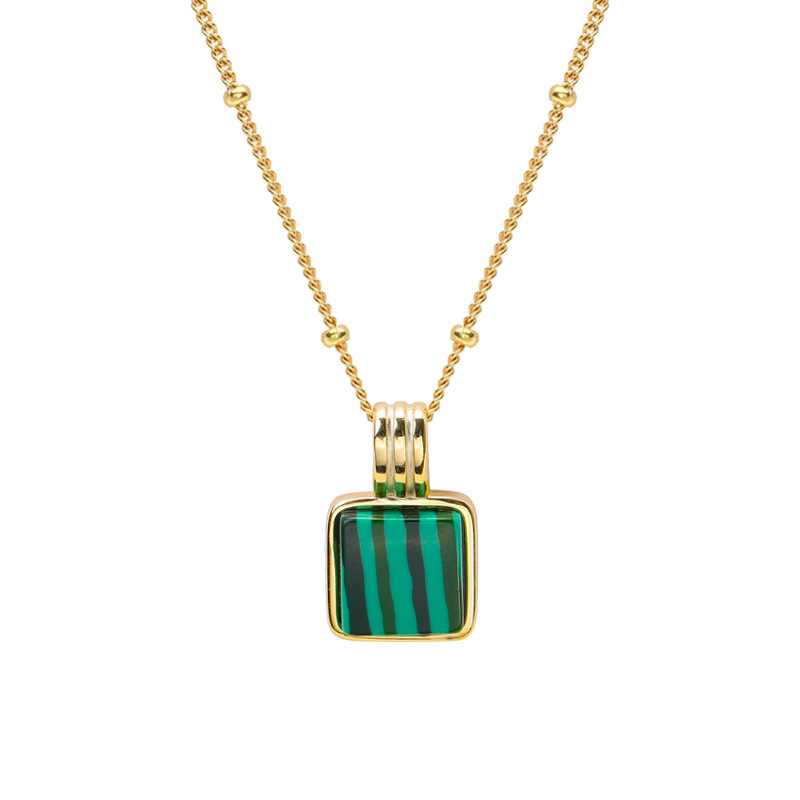 INALIS New Unique Design Chain Necklace 925 Sterling Silver Square Malachite Pendant Real Gold Plated Fine Jewelry for Women
INALIS New Unique Design Chain Necklace 925 Sterling Silver Square Malachite Pendant Real Gold Plated Fine Jewelry for Women