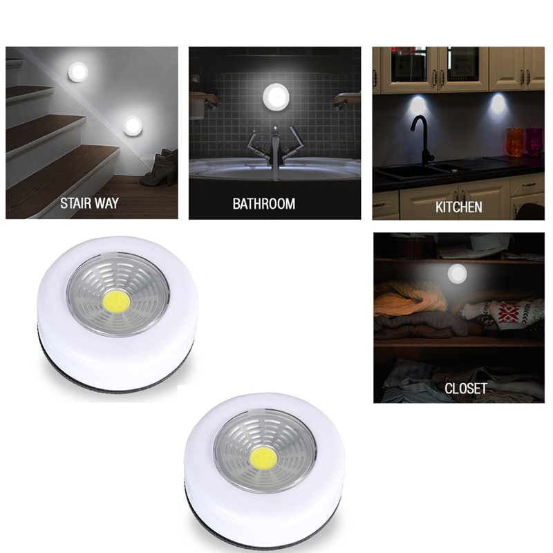 COB LED Wall Lamp 3W Closet Lights Wireless Night Light Stick Tap Touch Lamp Wardrobe Cupboard Closet Under Cabinet Light Emergency Lamp