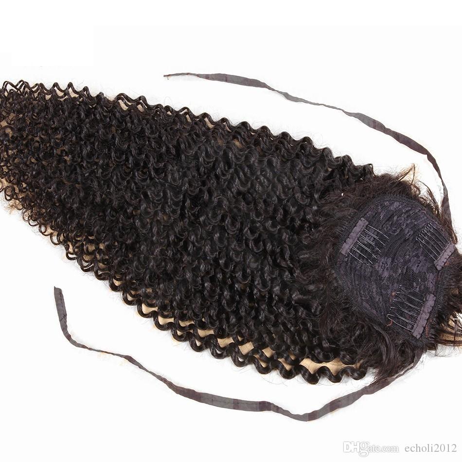 human hair ponytail hairpieces clip in high kinky curly human hair 140g drawstring ponytail hair extension for black women120g