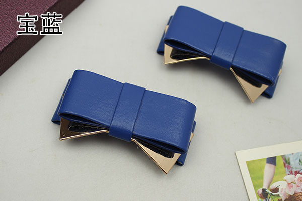 1 Pair Fashion Shoe Accessory Black Bow Leather Shoe Clips Charm Decoration For High Heels Loafer 14 Colors