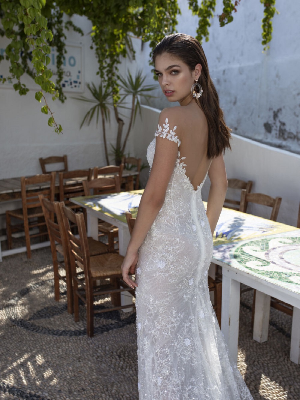 Lian Rokman Mermaid Front Split Wedding Dresses 2020 Appliqued Lace Jewel Neck Beads Bridal Gowns Sweep Train Backless Robe De Mariée