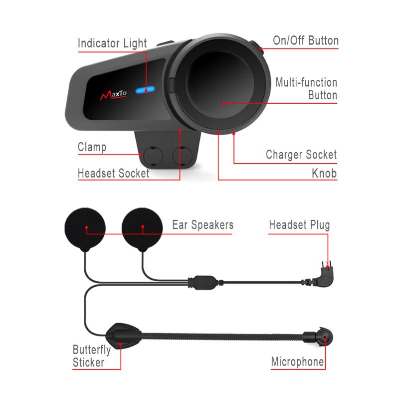 MAXTO M2 Motorcycle 1KM Helmet Bluetooth Intercom Headset Wireless Waterproof FM Radio Interphone for Group 6 Riders Talking
MAXTO M2 Motorcycle 1KM Helmet Bluetooth Intercom Headset Wireless Waterproof FM Radio Interphone for Group 6 Riders Talking
