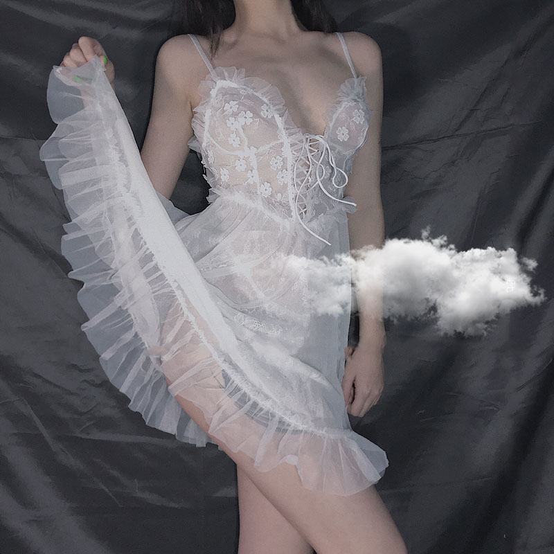 French Flower Embroidered Nightgowns Women's Sleepwear Thin Gauze Temptation Lace Bandage Back Slip Nightdress Home Wear, White
French Flower Embroidered Nightgowns Women's Sleepwear Thin Gauze Temptation Lace Bandage Back Slip Nightdress Home Wear, White