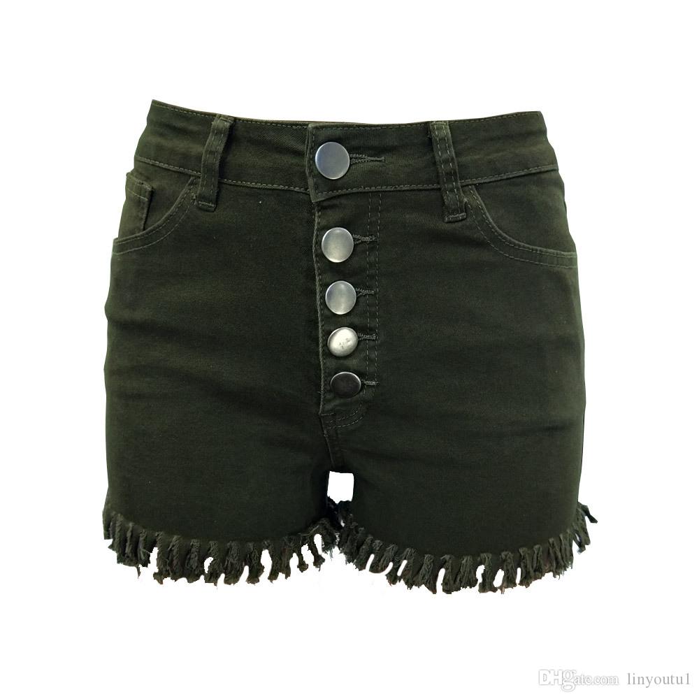 2020 Hot Summer Women Casual High Waisted Short Mini Button Short Pants Black White Sexy Shorts