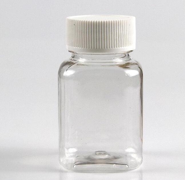 30ml 50ml 80ml Transparent Square PET Bottle, Packing Bottle, Capsule Bottle, Plastic Bottle with white cap