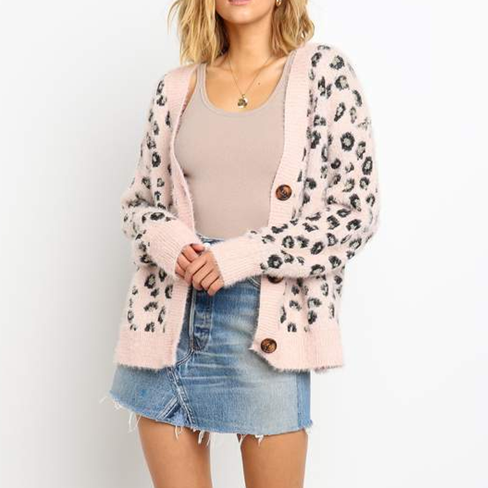 Vintage Dot Winter Coat Women Single Button Casaco Feminino Leopard Print Wool Coat Casual Knitted Abrigo Mujer Sweater Femme, Pink 
Vintage Dot Winter Coat Women Single Button Casaco Feminino Leopard Print Wool Coat Casual Knitted Abrigo Mujer Sweater Femme, Pink