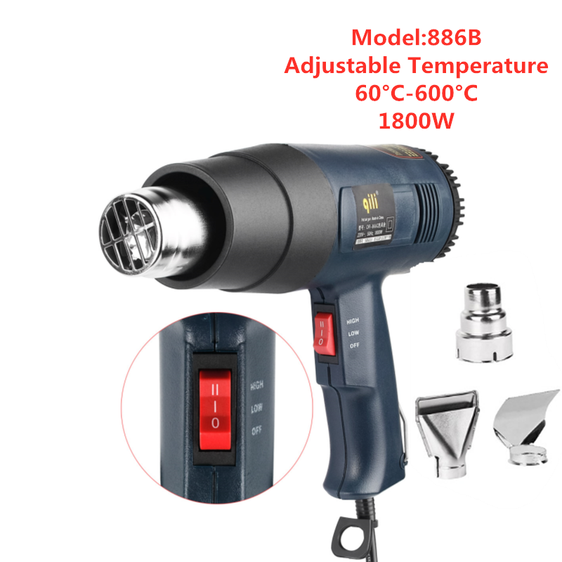 Electric Construction Hair Dryer Heat Gun Air Dryer For Soldering Adjustable Hot Air Gun Temperature-controlled 220V
Electric Construction Hair Dryer Heat Gun Air Dryer For Soldering Adjustable Hot Air Gun Temperature-controlled 220V