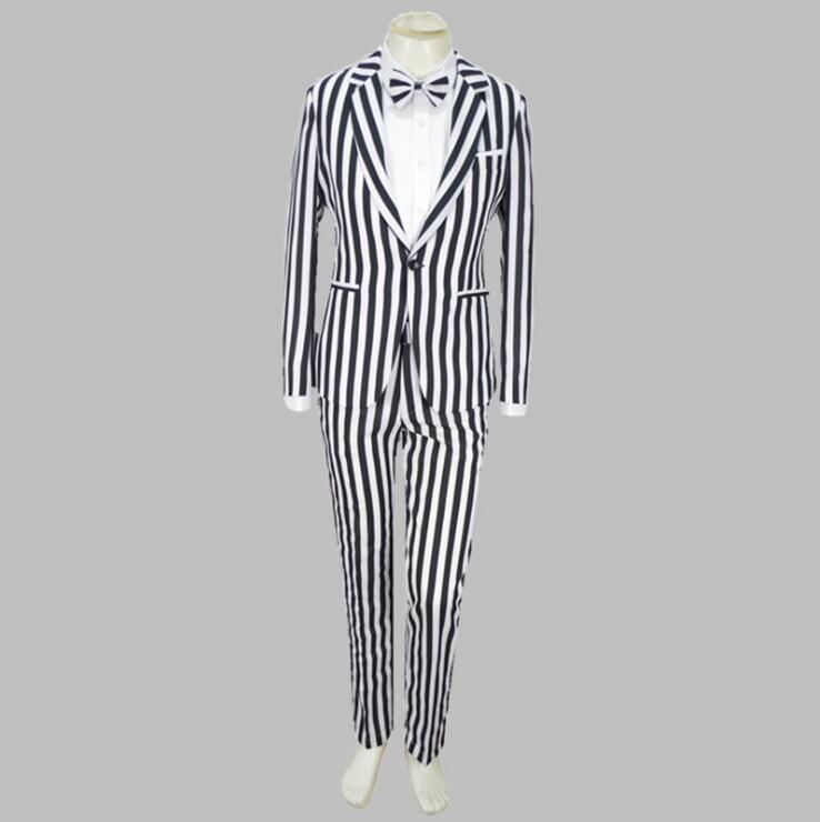 Jacket + pants new Black white stripes suit luxury personality suits male party blazers men wedding suit men fashion slim coat
Jacket + pants new Black white stripes suit luxury personality suits male party blazers men wedding suit men fashion slim coat