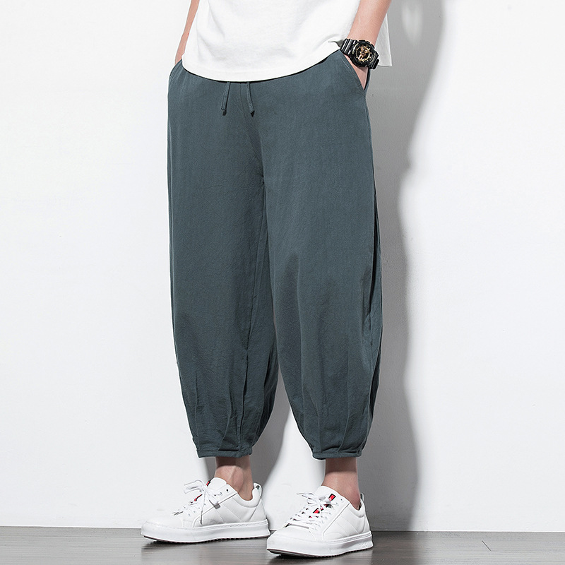 2020 summer Casual loose lantern hanging wide leg pants straight nine points Harlan sports beach pants 
2020 summer Casual loose lantern hanging wide leg pants straight nine points Harlan sports beach pants