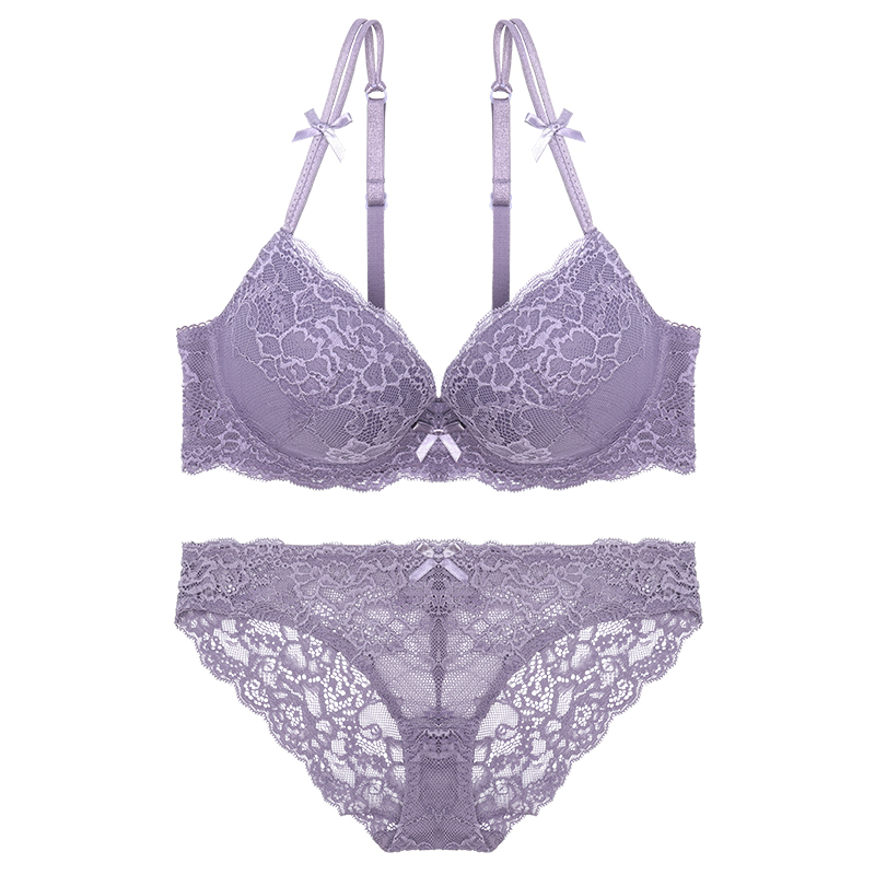 Purple Bras Women Underwear Set Super Gather Cotton Brassiere Deep V Push Up Bra Set Sexy Embroidery Lace Lingerie Sets 4/3cup, Black
Purple Bras Women Underwear Set Super Gather Cotton Brassiere Deep V Push Up Bra Set Sexy Embroidery Lace Lingerie Sets 4/3cup, Black