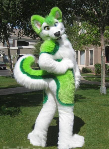 2019 factory new green husky fursuit Mascot Costume plush Adult Size Halloween XMAS party Costumes, As pic