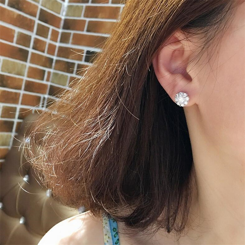 Sterg Sier Stud Earrings Women, White Topaz CZ Dia Gemstones, Simple Fashion Jewelry, 2024 Trend, Gift for Girls