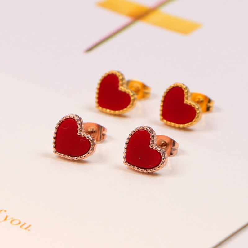 Titanium Four Leaf Clover Red Love Stud Earrings 18K Rose Gold Earrings Hollow Out Color Studs Fashion Accessories Jewelry
Titanium Four Leaf Clover Red Love Stud Earrings 18K Rose Gold Earrings Hollow Out Color Studs Fashion Accessories Jewelry