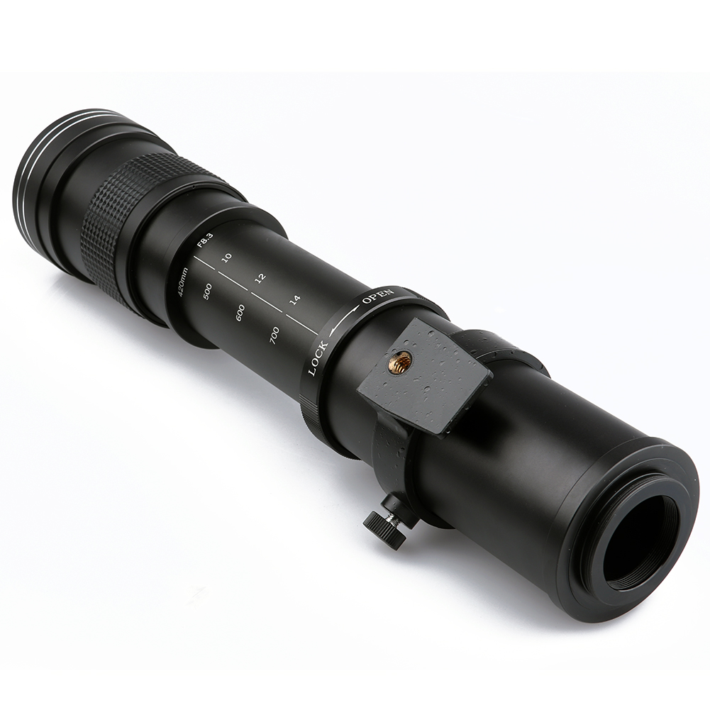 420800mm F8316 Super Telepo Lens Manual Zoom Lens T2 Adaper Ring for Canon 5D 6D 7D 60D 77D 80D 550D 650D 750D DSLR Camer