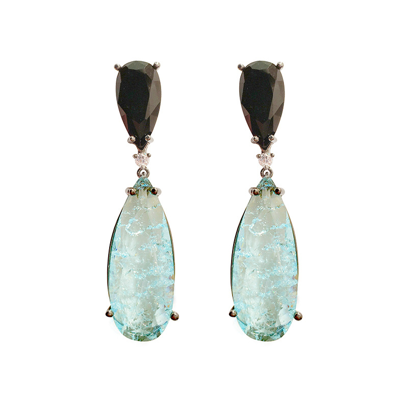 Fashion-925 Sterling Earrings Women Fashion Jewellery Shinning Crystal Drop Water Earings Bohemian Earrings Jewelry Hot Sale