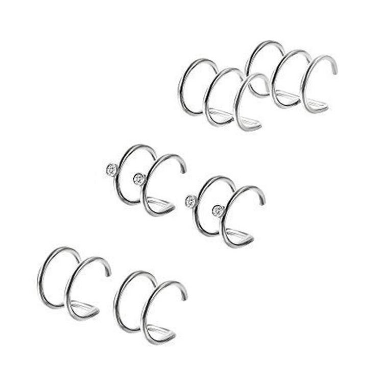 6 pairs/set Hip Hop Non Piercing Ear Clip Earrings Stainless Steel Earrings Jewelry Set Wholesale