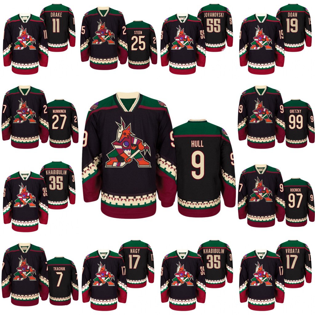 Arizona Coyotes 2020 Heritage Classic Jersey Bobby Hull Nikolai Khabibulin Dallas Drake Conor Garland Carl Soderberg Derek Stepan Gretzky, Black;red
Arizona Coyotes 2020 Heritage Classic Jersey Bobby Hull Nikolai Khabibulin Dallas Drake Conor Garland Carl Soderberg Derek Stepan Gretzky, Black;red