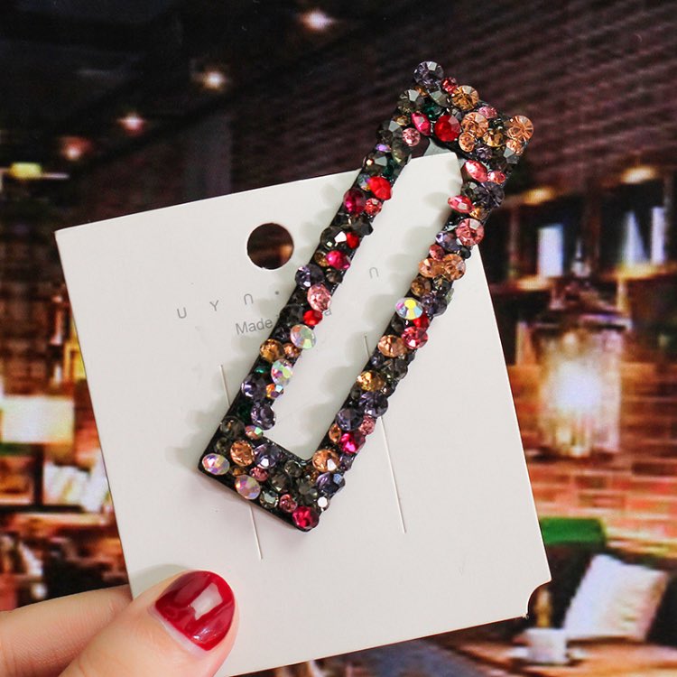 Fashion Rhinestone Hair Clip Geometric Diamond BB Grips For Women Colored Bang Clips Crystal Wholesale