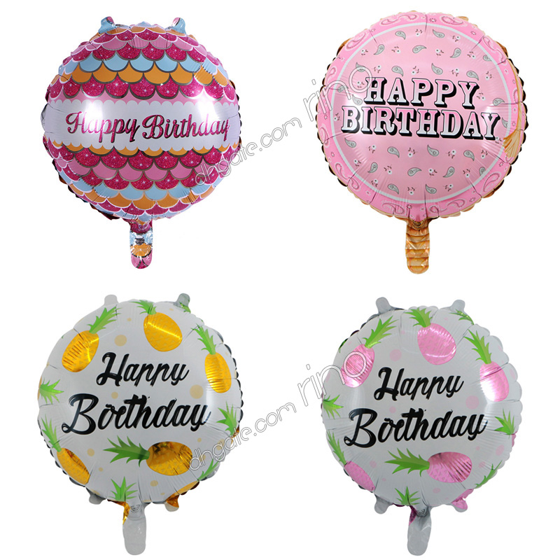 Inflatable happy birthday party balloons decorations supplies 18 Inch cartoon helium foil balloon kids flowers birthday ballons to