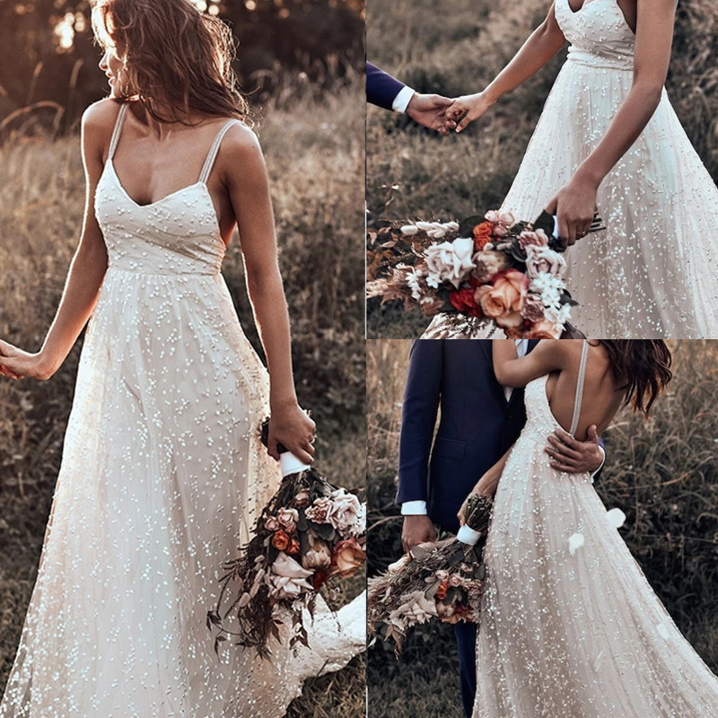 2020 Bohemian Wedding Dresses V Neck Long Sleeveless Lace Sweep Train Beach Boho Garden Country Bridal Gowns robe de mariée Plus Size, White
2020 Bohemian Wedding Dresses V Neck Long Sleeveless Lace Sweep Train Beach Boho Garden Country Bridal Gowns robe de mariée Plus Size, White