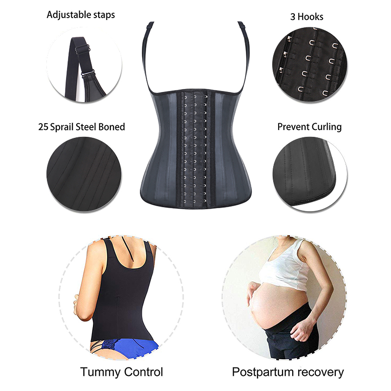 25 Steel Boned Shaper Wear Waist Cincher Glossy Halter Underbust Latex Corset Vest Rubber Slimming Modeling Strap Waist Trainer Bustiers & Corsets