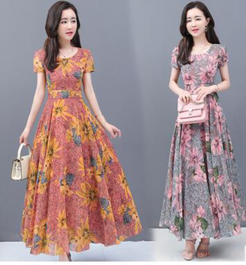 Wholesale fashion summer women's models were thin mid-length short-sleeved elegant holiday chiffon printed over-the-knee beach dress, Pink
Wholesale fashion summer women's models were thin mid-length short-sleeved elegant holiday chiffon printed over-the-knee beach dress, Pink