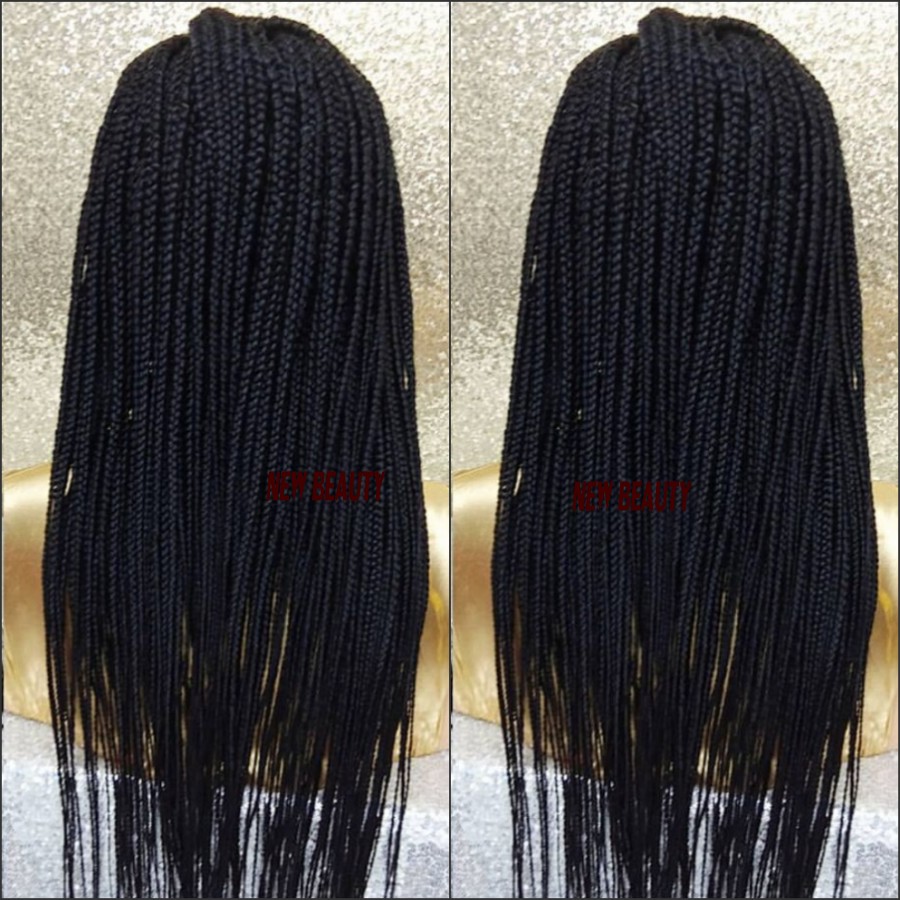 Long black/brown/blonde/burgundy color Jumbo Braids wig Synthetic Braiding Hair frontal medium braid lace front wig for black women