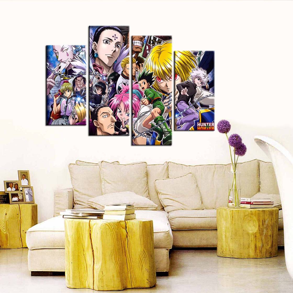 4pcs/set Unframed Hunter The protagonists Anime Poster Print On Canvas Wall Art Picture For Home and Living Room Decor