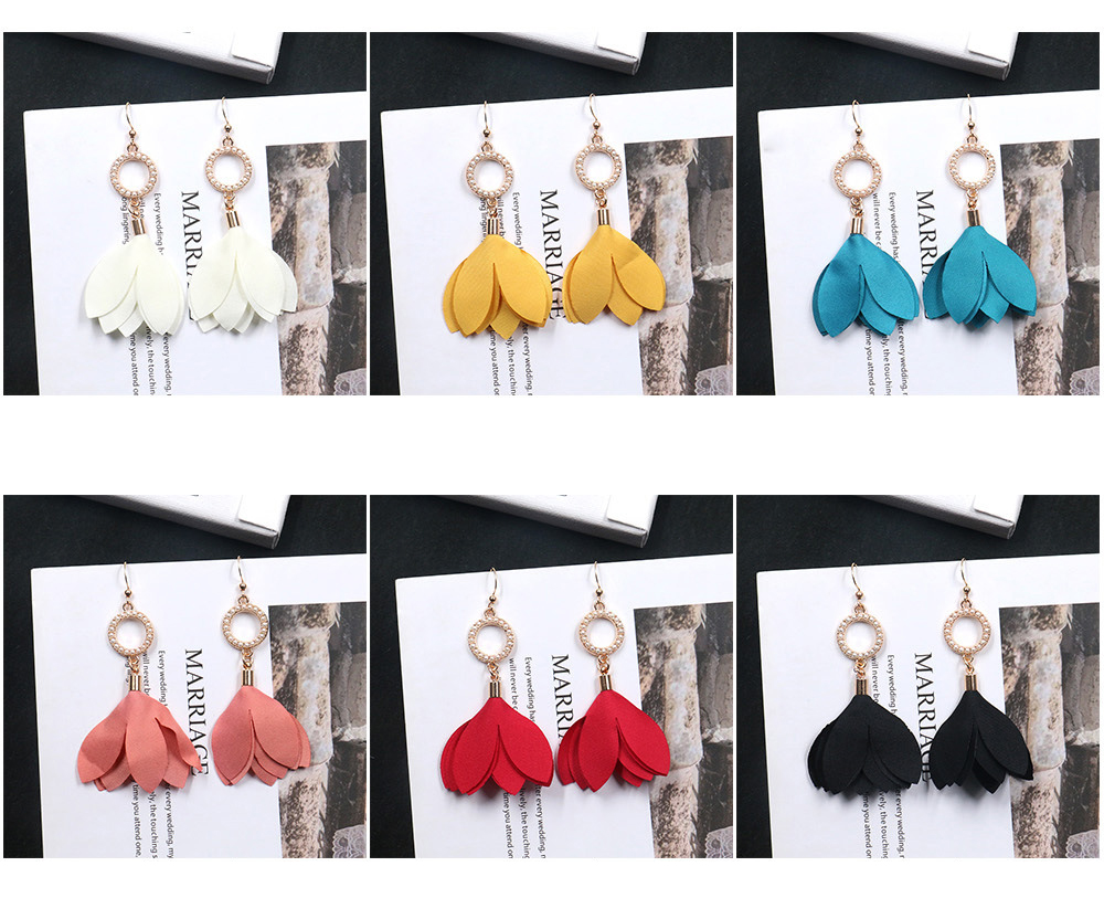 korean earrings for women statement Cute wild flower drop earrings fashion holiday new year earrings fabric jewelry wholesale