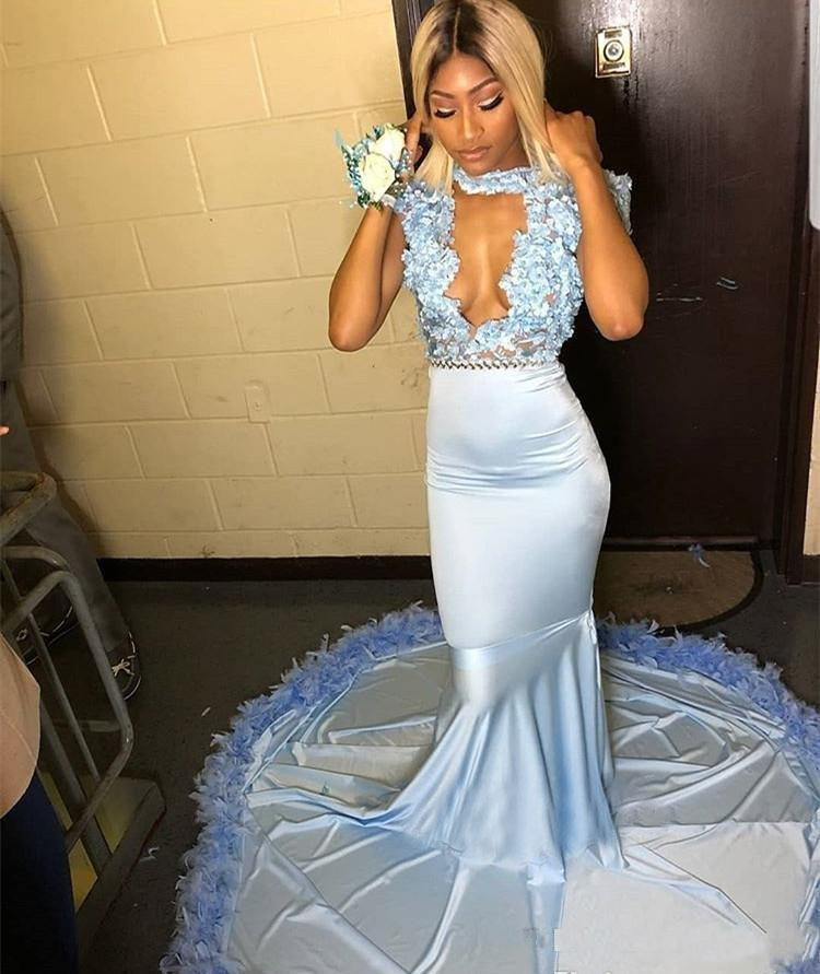 Elegant Long Mermaid Prom Dress Black Girls Appliques Lace Pageant Holidays Wear Evening Party Gown robes de soiree