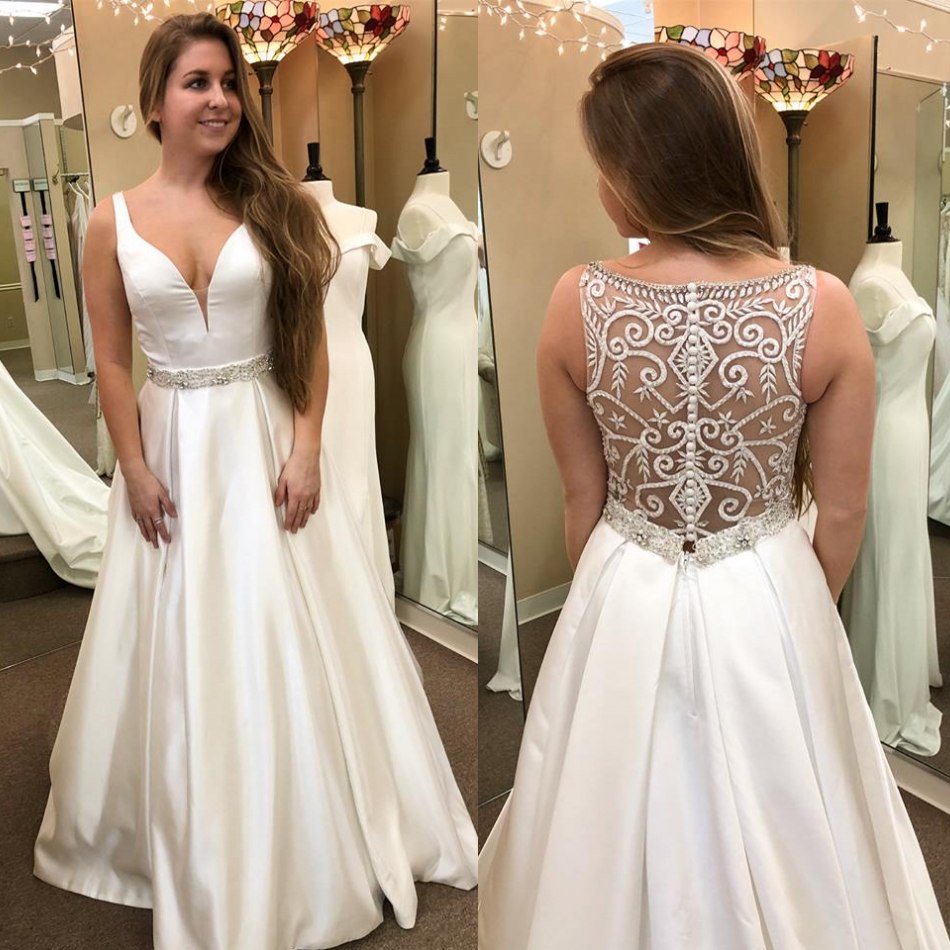 2019 Simple Wedding Dress Bridal Gowns A Line Sweep Train V Neck Sash Beach Wedding Dress Custom Applique Beach Bridal Gowns Plus Size, Red
2019 Simple Wedding Dress Bridal Gowns A Line Sweep Train V Neck Sash Beach Wedding Dress Custom Applique Beach Bridal Gowns Plus Size, Red