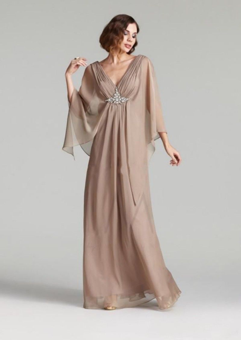 2019 Elegant Chiffon Mother Of The Bride Dresses With Crystal Floor Length Ruched V Neck Mother Groom Dress Plus Size Prom Wear