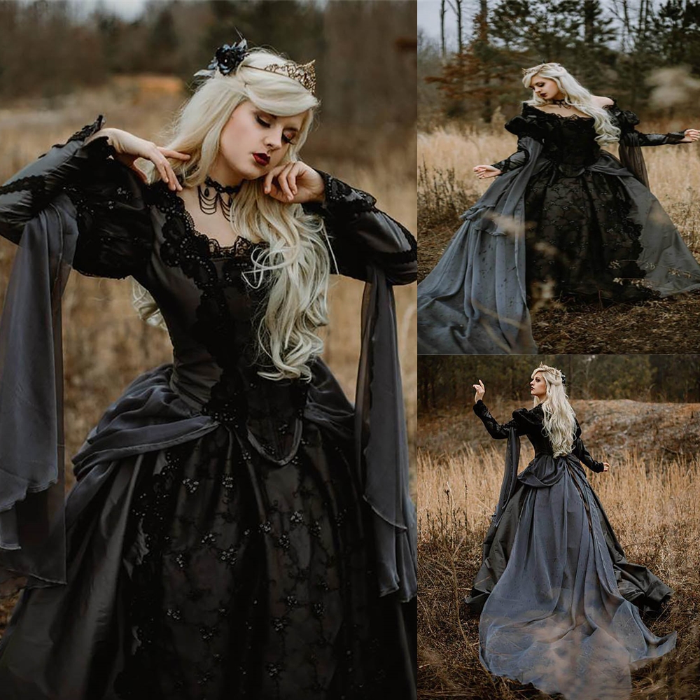 New Ball Gown Medieval Gothic Wedding Dresses Silver and Black Renaissance Fantasy Victorian Vampires Long Sleeve Bridal Gown, Ivory
New Ball Gown Medieval Gothic Wedding Dresses Silver and Black Renaissance Fantasy Victorian Vampires Long Sleeve Bridal Gown, Ivory