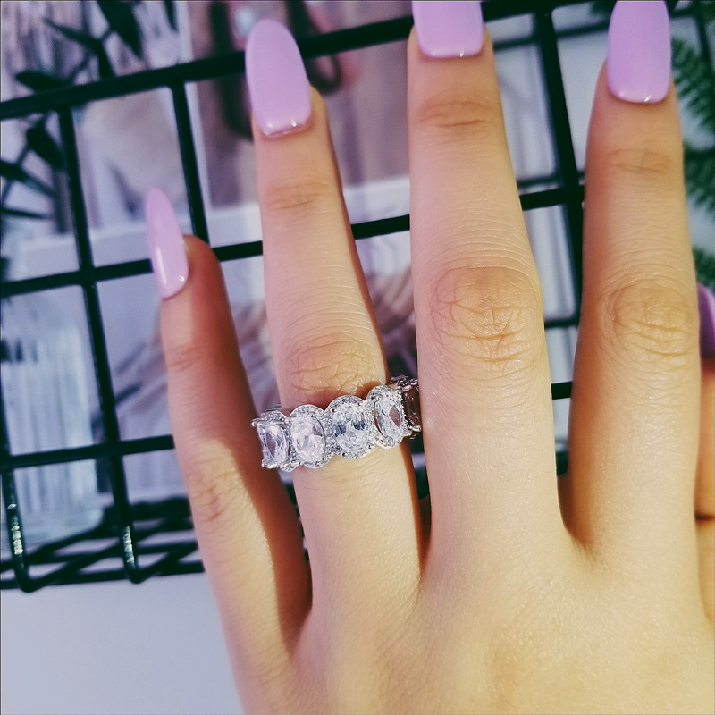 Choucong design 925 sterling silver CZ Diamond Gemstones wedding band eternity Ring for Women solid engagement anniversary fashion jewelry