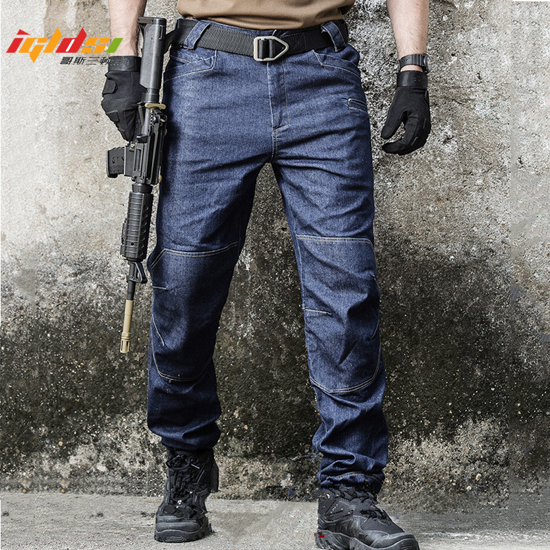 Jeans Tactical SWAT Multi Pocket Denim Pants Cotton Army Combat Jeans Men Wearable Special Force Flexible Cargo Pants, Blue
Jeans Tactical SWAT Multi Pocket Denim Pants Cotton Army Combat Jeans Men Wearable Special Force Flexible Cargo Pants, Blue