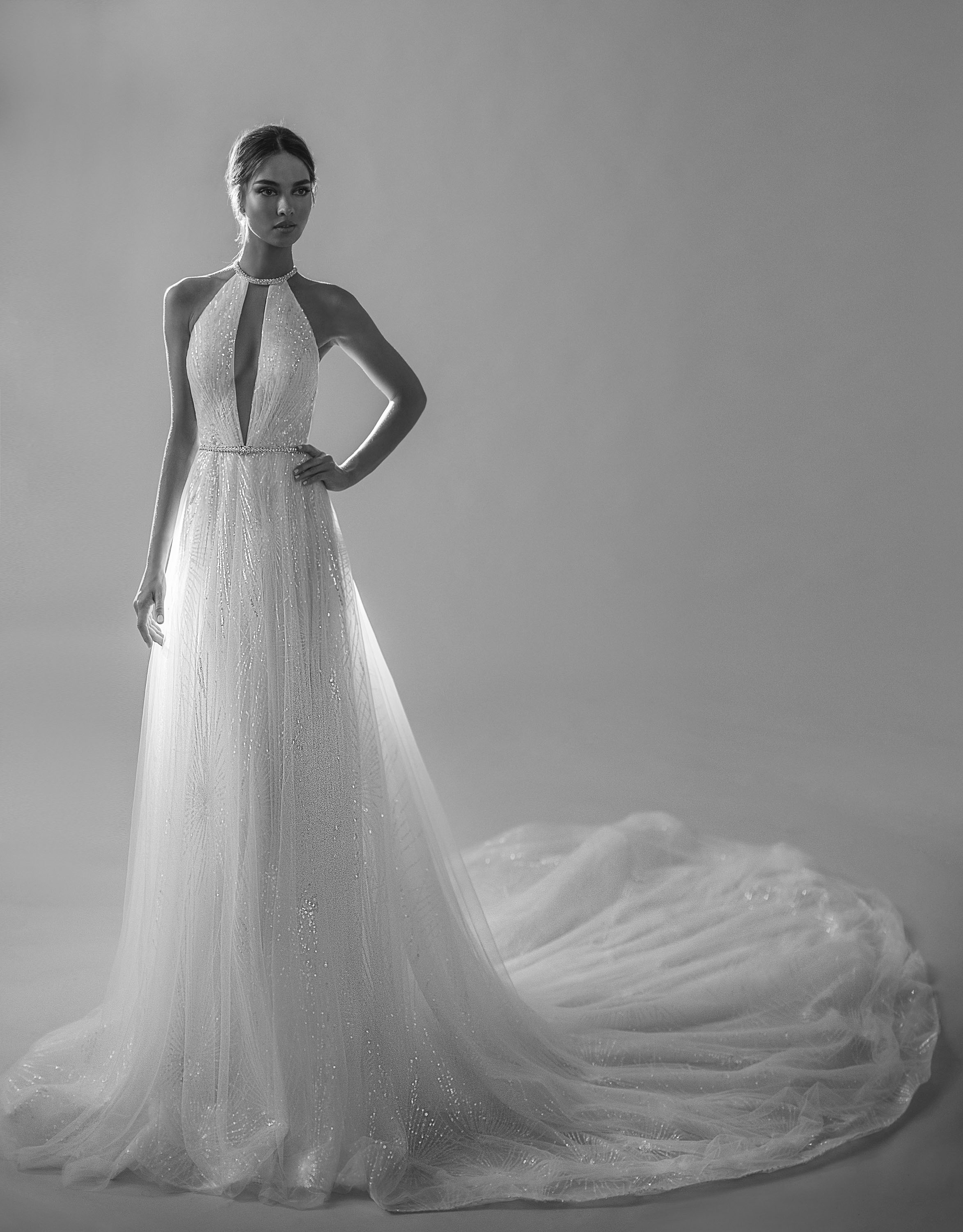 Elihav Sasson Beach Wedding Dresses A Line Jewel Neck Lace Glitter Beads 2019 Boho Wedding Dress Sweep Train Custom Bohemian Bridal Gowns