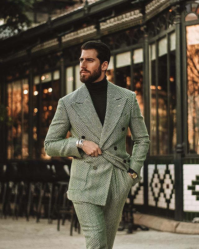 2-piece Handsome Herringbone Men Suits Peaky Blinders Two Pieces Wool Designer Wedding Tuxedos Custom Made Mens Jacket Pants Prom Dress