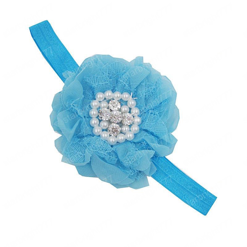 Hot selling Baby Headbands Flower Rhinestone Pearl Rose Children Hairbands Girls Headdress Infant Kids Chiffon Hair Accessories