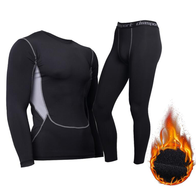 Men's tactical fleece thermal underwear sweat quick drying thermo underwear mens breathable elasticity Long Johns tops pants set