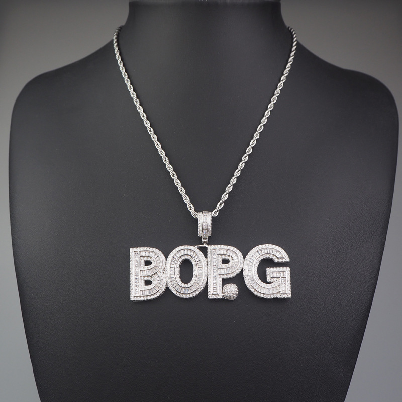 AZ Custom Name Gold Plated Bling Iced Out Bling CZ Letter Necklace for Men Women Hip Hop Jewelry Necklace