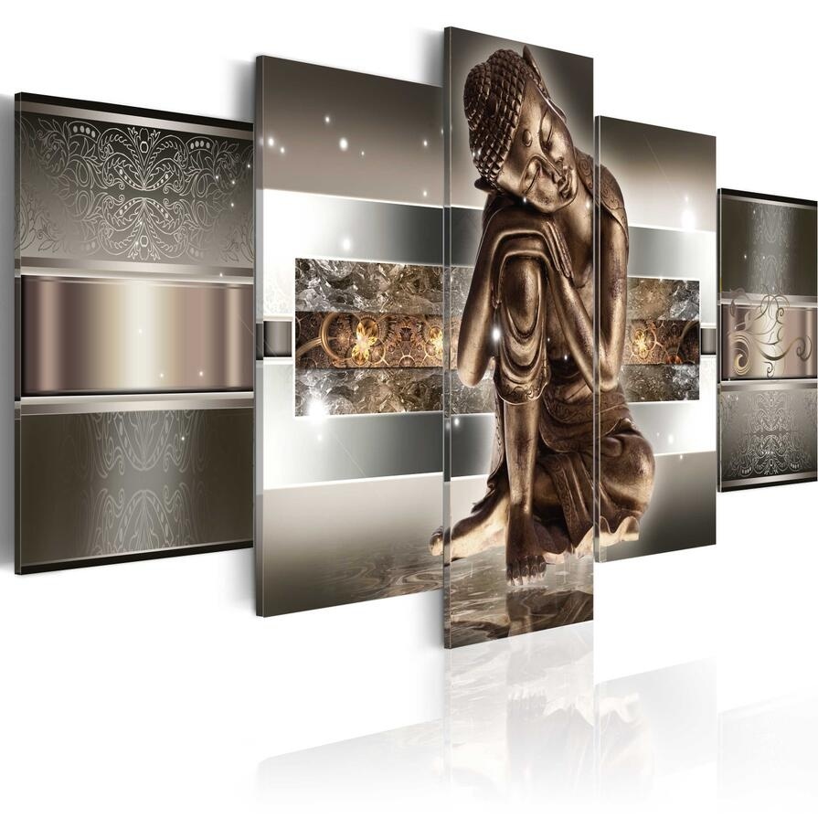 5pcs/set Unframed Modern Colorful Buddha Wall Decor Buddhism Art Oil Painting Print on Canvas Home Decor Canvas Painting Picture