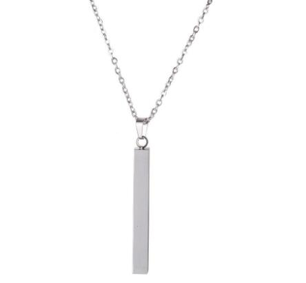 Stainless Steel Bar Pendant Necklace New Fashion Gold Rose Gold Silver Solid Blank Bar Charm Pendant For Buyer Own Engraving Jewelry