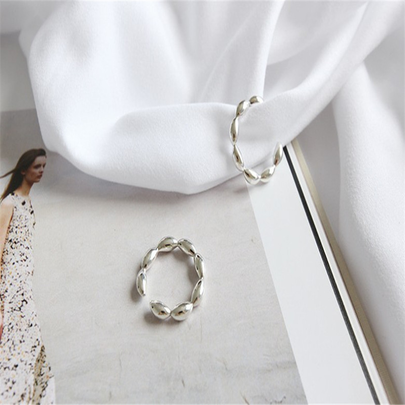 New Simple Open Rings For Women Fashion Wedding Band Authentic 925 Sterling Silver Multi Oval Beads Statement Ring