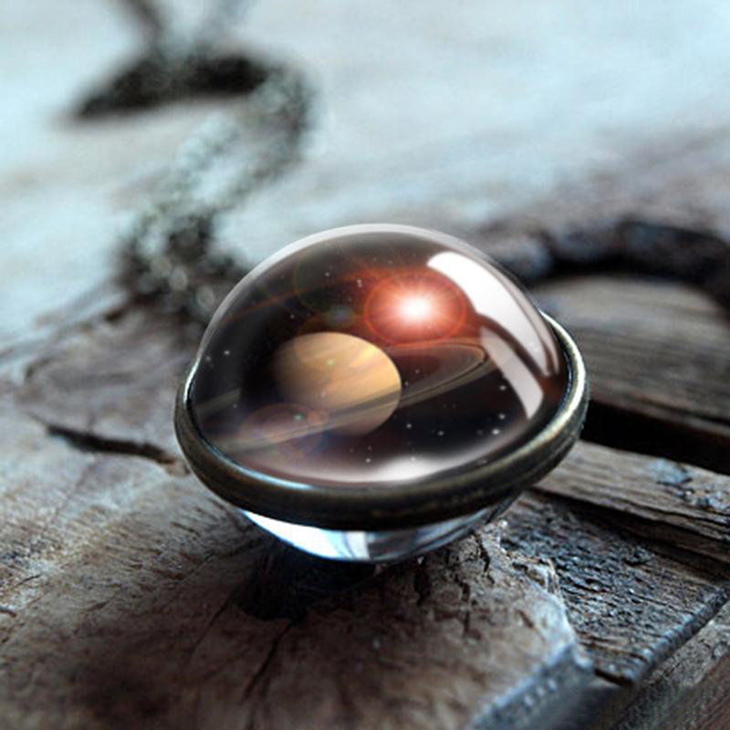 Nebula Galaxy Double Sided Pendant Necklaces For women Mens Glass Art Picture Handmade Statement Universe Planet Jewelry in Bulk