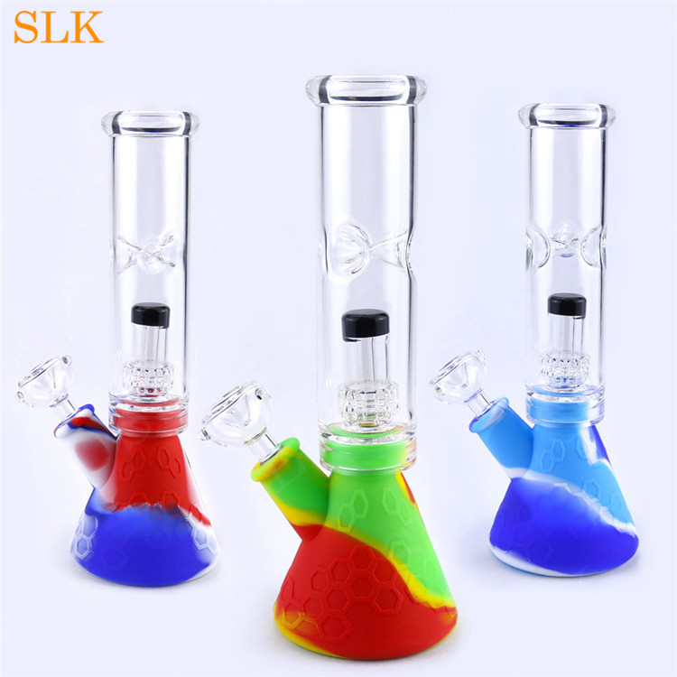 Wholesale Hookah New Oil Rigs Glass Bongs Large Silicone Water Pipe Vase Perc Percolator Smoking Pipe 14mm Joint Thick beaker bong
Wholesale Hookah New Oil Rigs Glass Bongs Large Silicone Water Pipe Vase Perc Percolator Smoking Pipe 14mm Joint Thick beaker bong